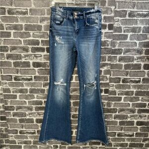 Flying Monkey mid rise super flare jeans distressed